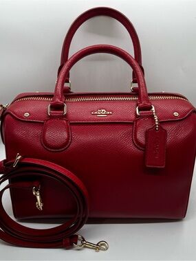 Coach Women's Leather Rowan Satchel Bag Red